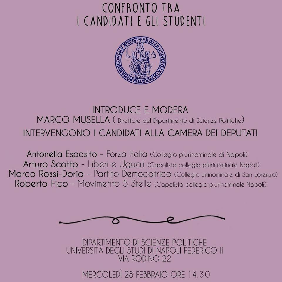 Confronto tra i candidati alla Camera e gli studenti dell’Università di Napoli Federico II